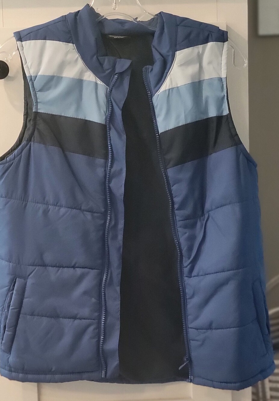 Reebok Blue Striped Quilted Vest